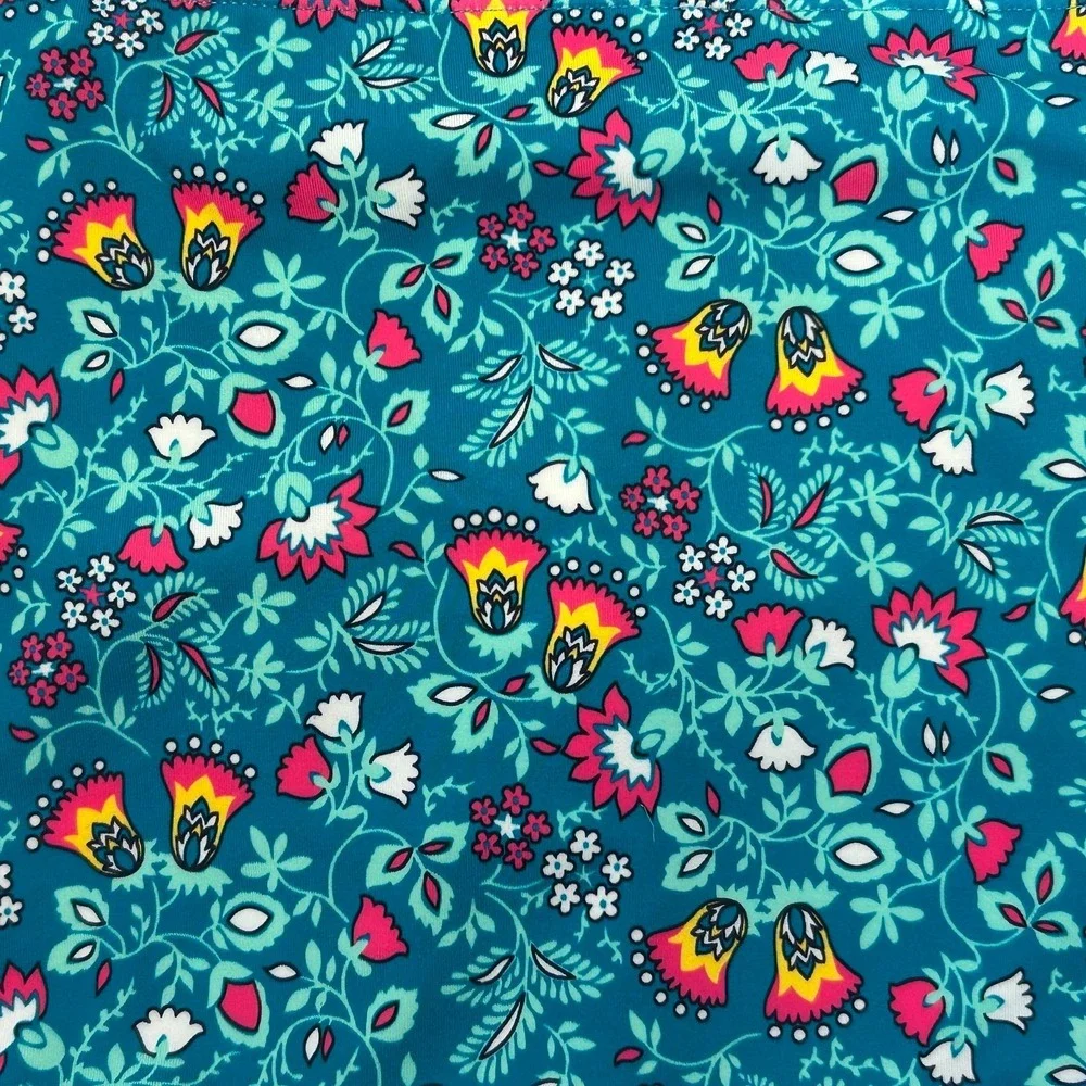 Boden Bikini Swim Bottoms Teal Blue Floral Boho Print Size 6 Flower British Suit